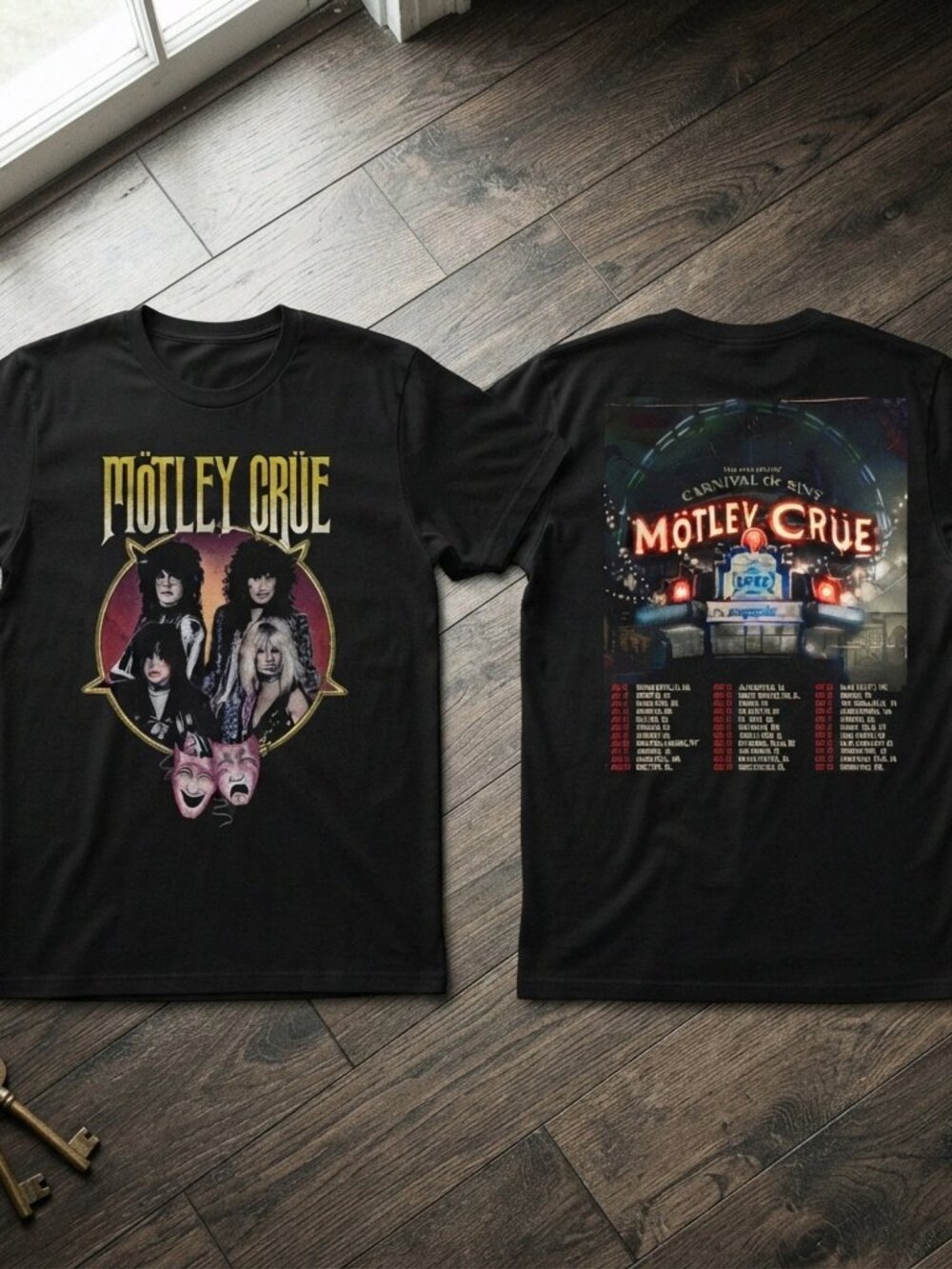 Motley Crue Carnival Of Sins Tour Vintage Rock Band Black T-Shirt